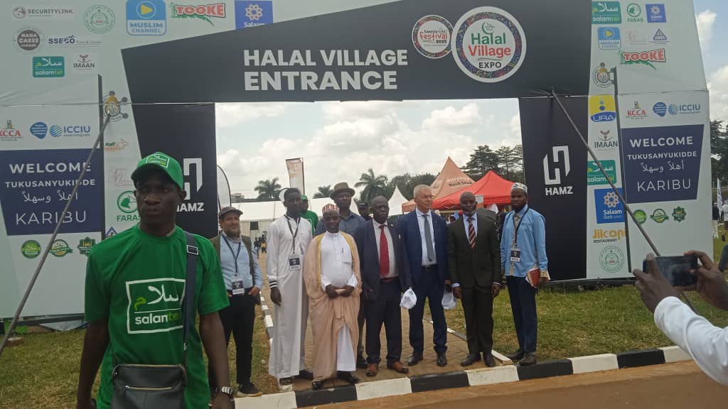 Officials at the Halal Village Expo entrance during Kampala City Festival 2025