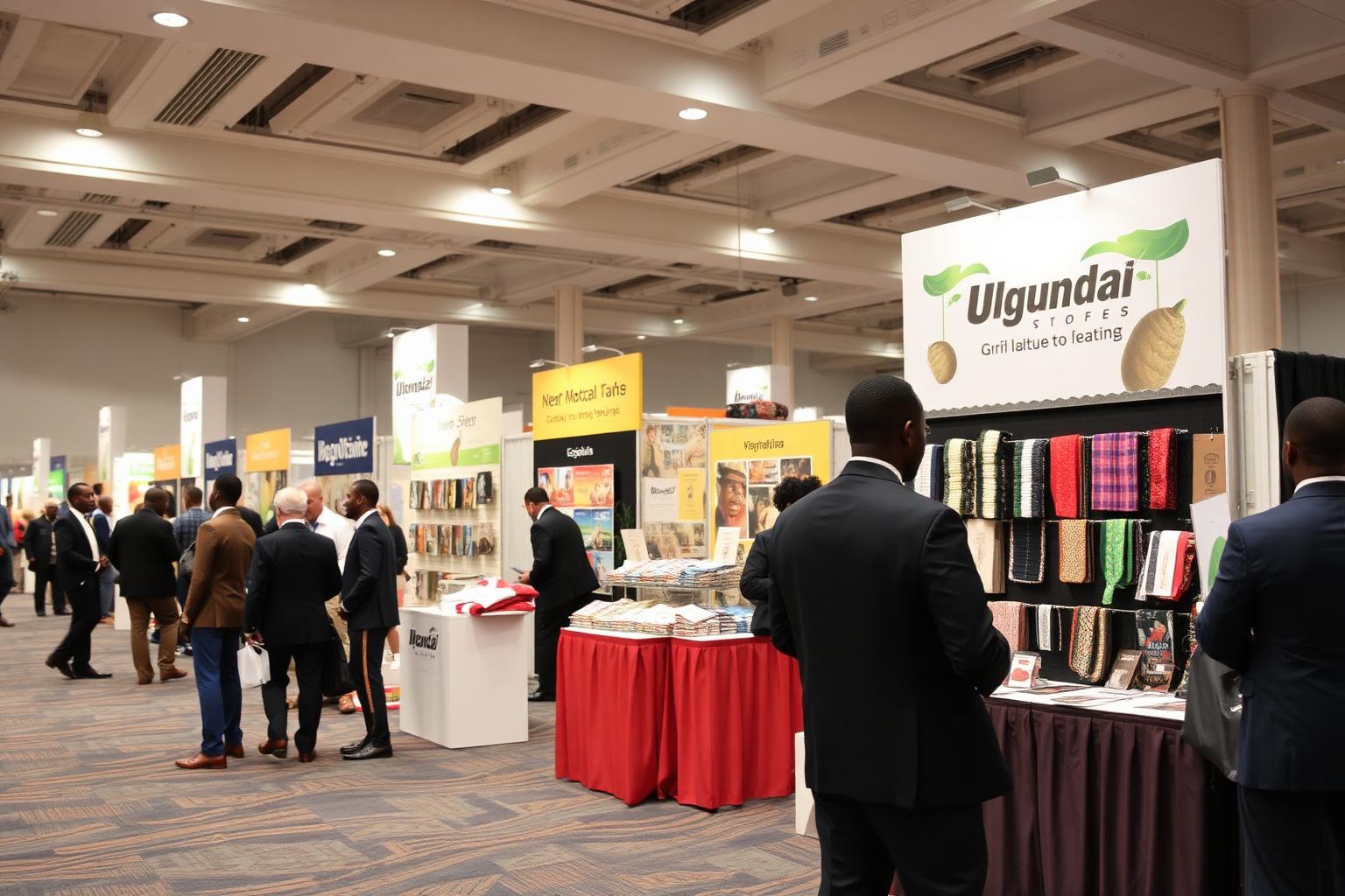 Exhibitors at a Ugandan trade expo