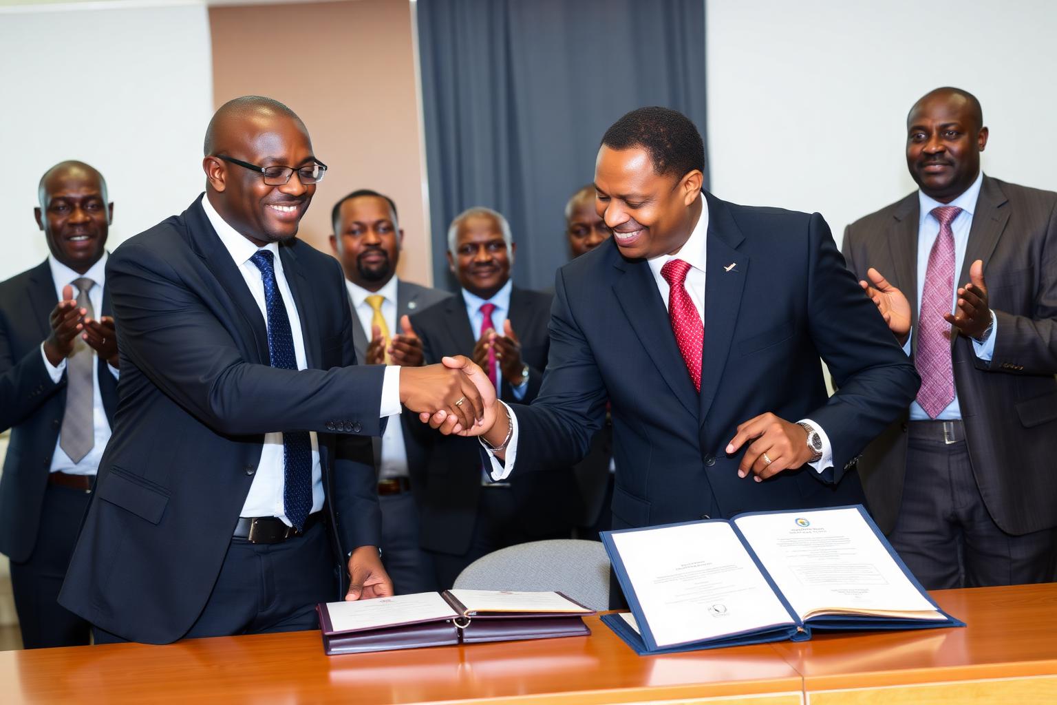 Officials signing a memorandum of understanding